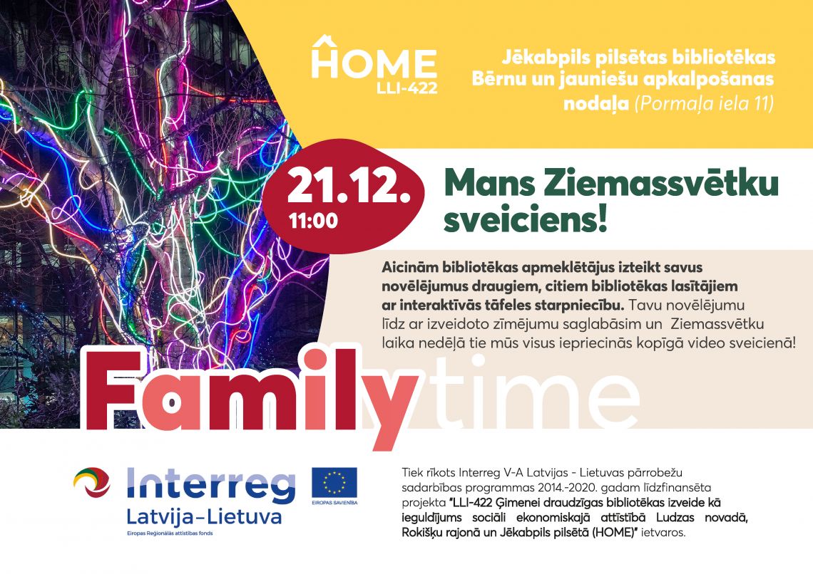 21. decembrī plkst. 15:00  nodarbība “Mans Ziemassvētku sveiciens”