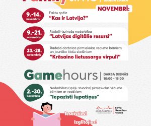 Projekta HOME LLI-422 nodarbības Game hour (Spēļu stunda) novembrī  “Iepazīsti Lupatiņus”
