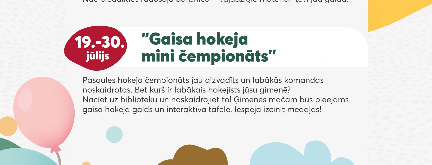 Family time aktivitātes JŪLIJĀ / 2021