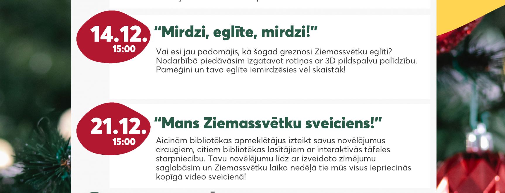 DECEMBRIS / Jēkabpils pilsētas bibliotēkas Bērnu un jauniešu apkalpošanas nodaļā