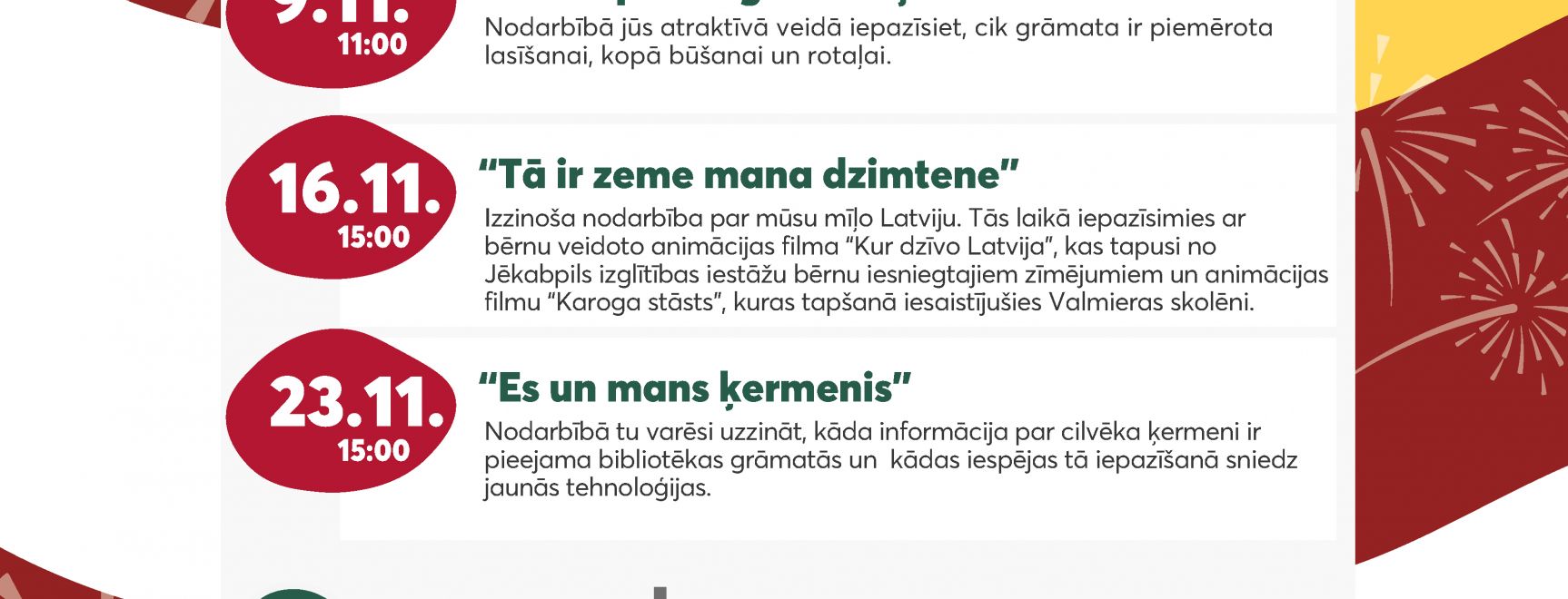 NOVEMBRIS / Jēkabpils pilsētas bibliotēkas Bērnu un jauniešu apkalpošanas nodaļā