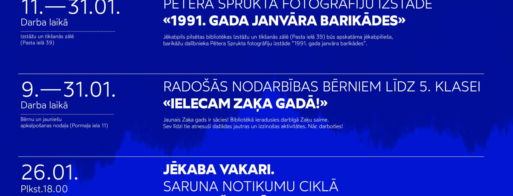 Janvāra pasākumi bibliotēkā.