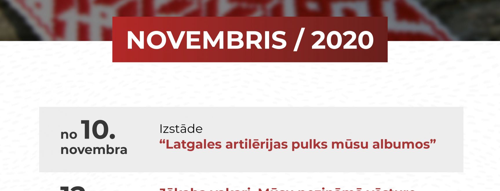 Jēkabpils pilsētas bibliotēkas pasākumi. NOVEMBRIS / 2020