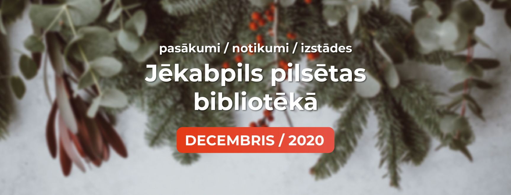 Jēkabpils pilsētas bibliotēkas pasākumi. DECEMBRIS / 2020