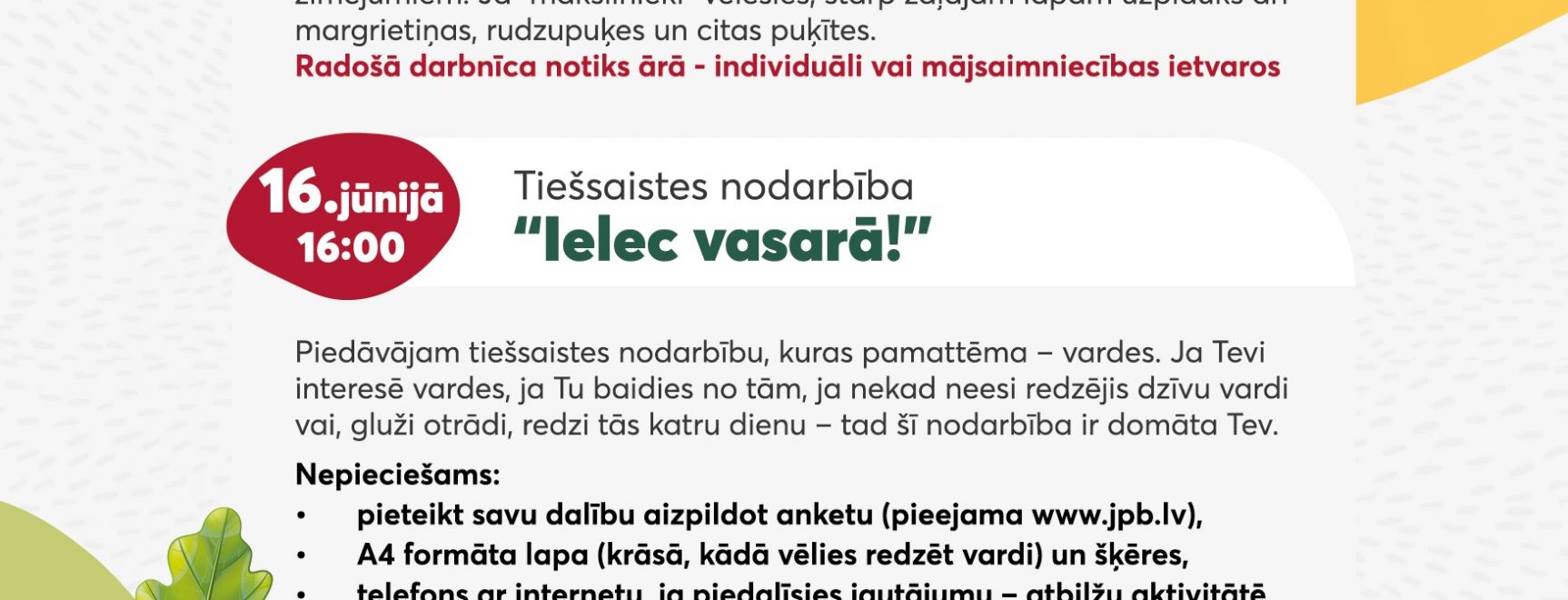 Family time aktivitātes JŪNIJĀ / 2021